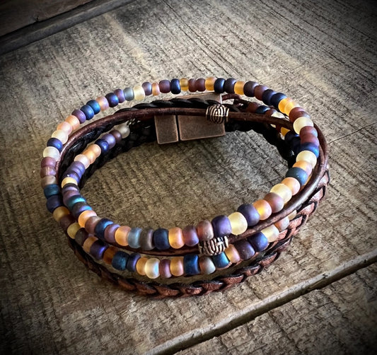 Leather Wrap Bracelet,Wanderlust Jewelry,Multi Layered bohemian bracelet